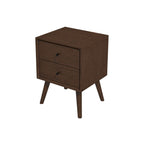 Mid-Century Modern Night Stand with 2 Drawers - Dark Brown or White