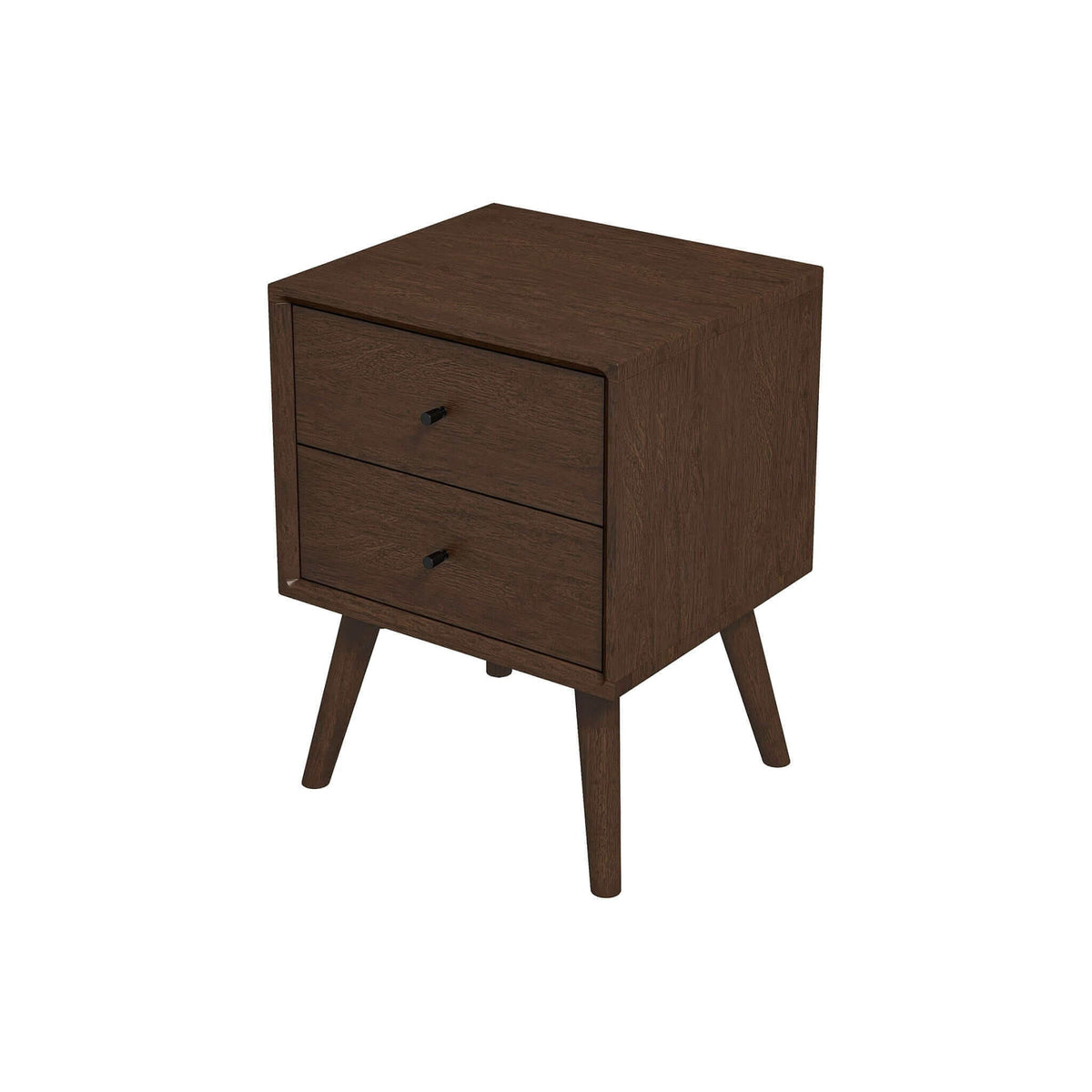 Mid-Century Modern Night Stand with 2 Drawers - Dark Brown or White