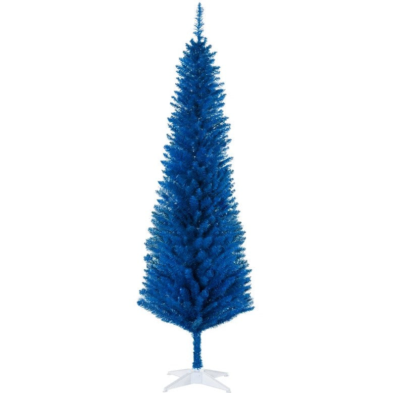 6ft Slim Pencil Artificial Christmas Tree with Full Lush Look - Blue