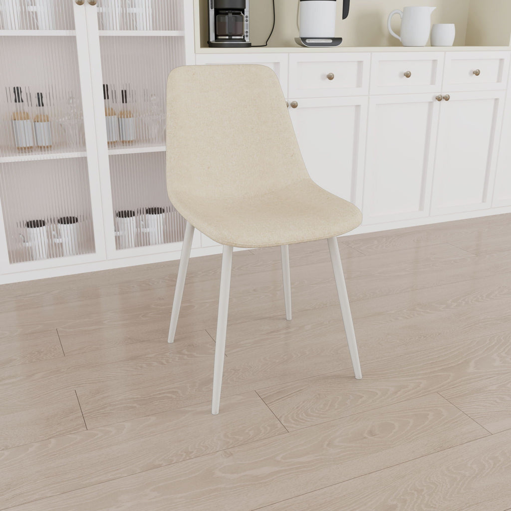 Modern Kitchen Dining Chairs Set of 4 with Linen Padding - Beige