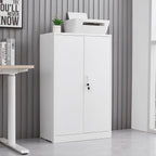 Metal Storage Cabinet With Locking Doors And Adjustable Shelf