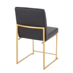 Contemporary High Back Dining Chair Set with Upholstered Seat - Multiple Colors