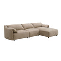 Light Brown Sectional Sofa with Feather Down Cushions - Suede