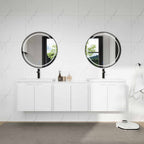 72-Inch Bathroom Vanity with Resin Sink and Soft Close Doors - Glossy White