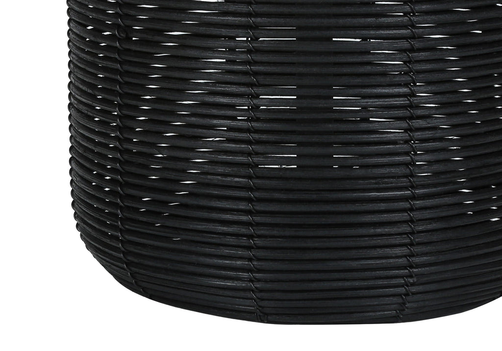 Modern Rattan Table Lamp with Fabric Shade - Light Brown or Black