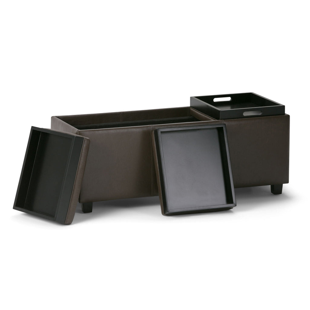 Avalon Upholstered Storage Ottoman with Flip-Over Serving Trays - Multiple Colors