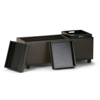Avalon Upholstered Storage Ottoman with Flip-Over Serving Trays - Multiple Colors