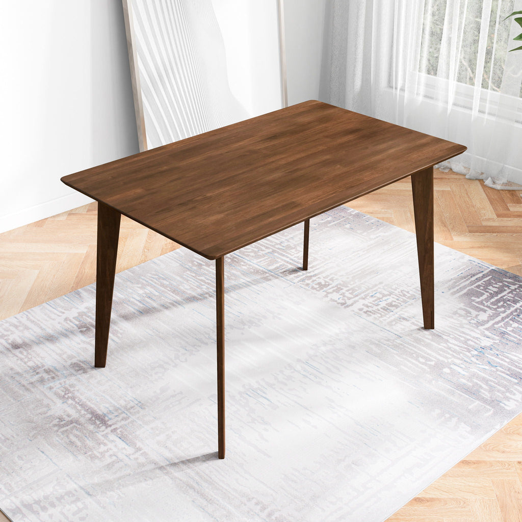 Mid-Century Modern Solid Wood Dining Table with Beveled Edges - Dark Brown or White