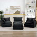 Modular Sectional Sofa with Movable Footrest - Chenille, 102 Inch L-Shaped Couch