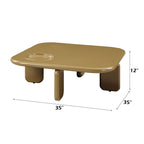 Yellow Brown Coffee Table with High Gloss Finish - 35" Square