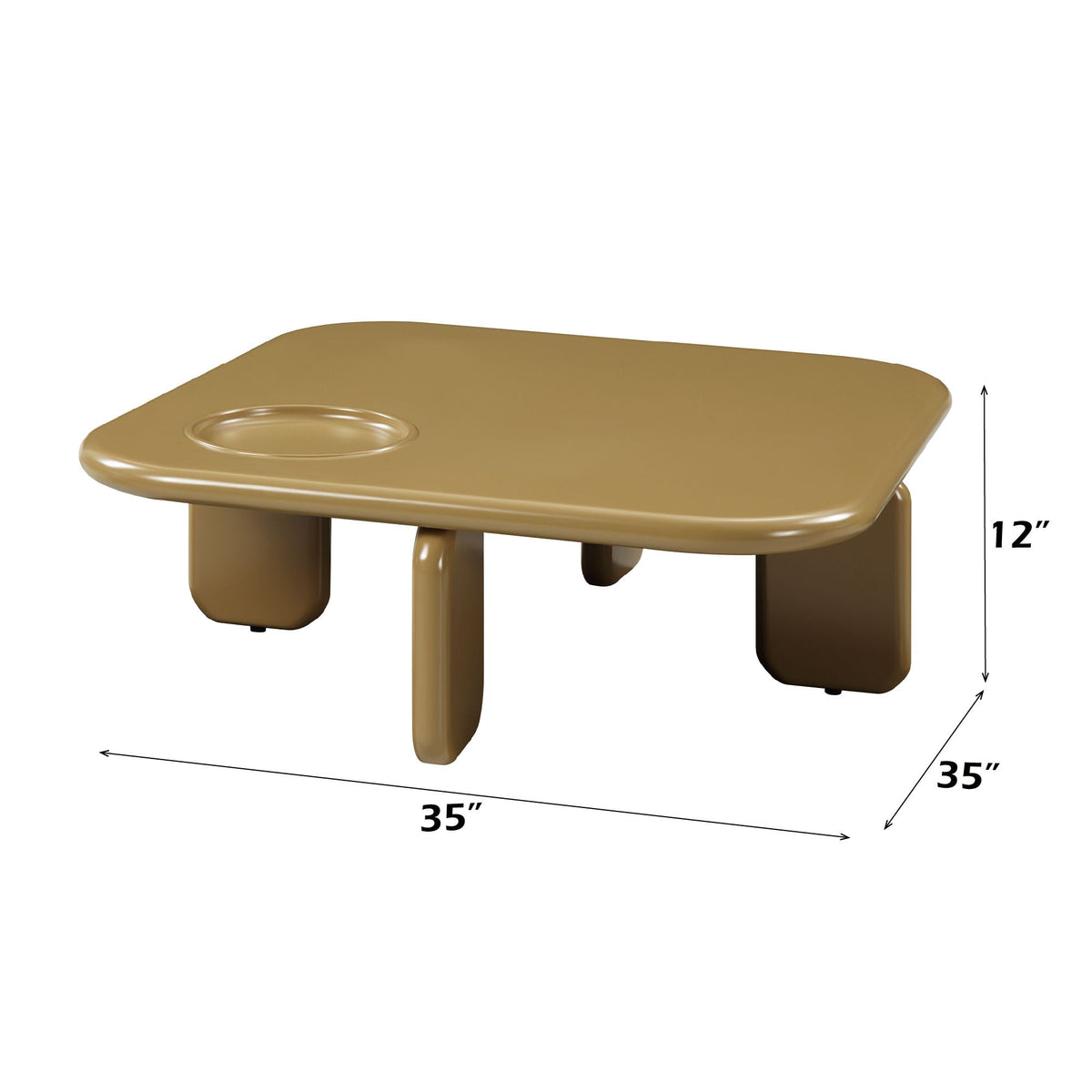 Yellow Brown Coffee Table with High Gloss Finish - 35" Square