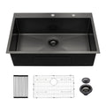 Topmount Kitchen Sink 16 Gauge Single Bowl with Nano Finish - Black