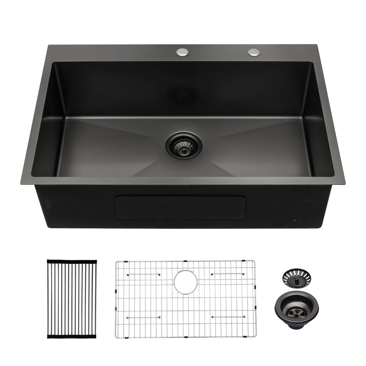 Topmount Kitchen Sink 16 Gauge Single Bowl with Nano Finish - Black