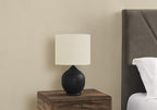 Black Ceramic Table Lamp with Ivory Linen Shade - Black