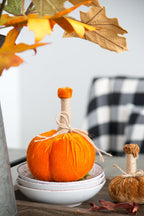 Handcrafted Farmhouse Harvest Pumpkins Set of 6 - Fabric Accent Poufs