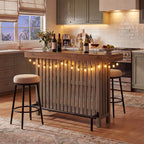 3-in-1 Sideboard Table with Wine Storage - Marble-Grain MDF