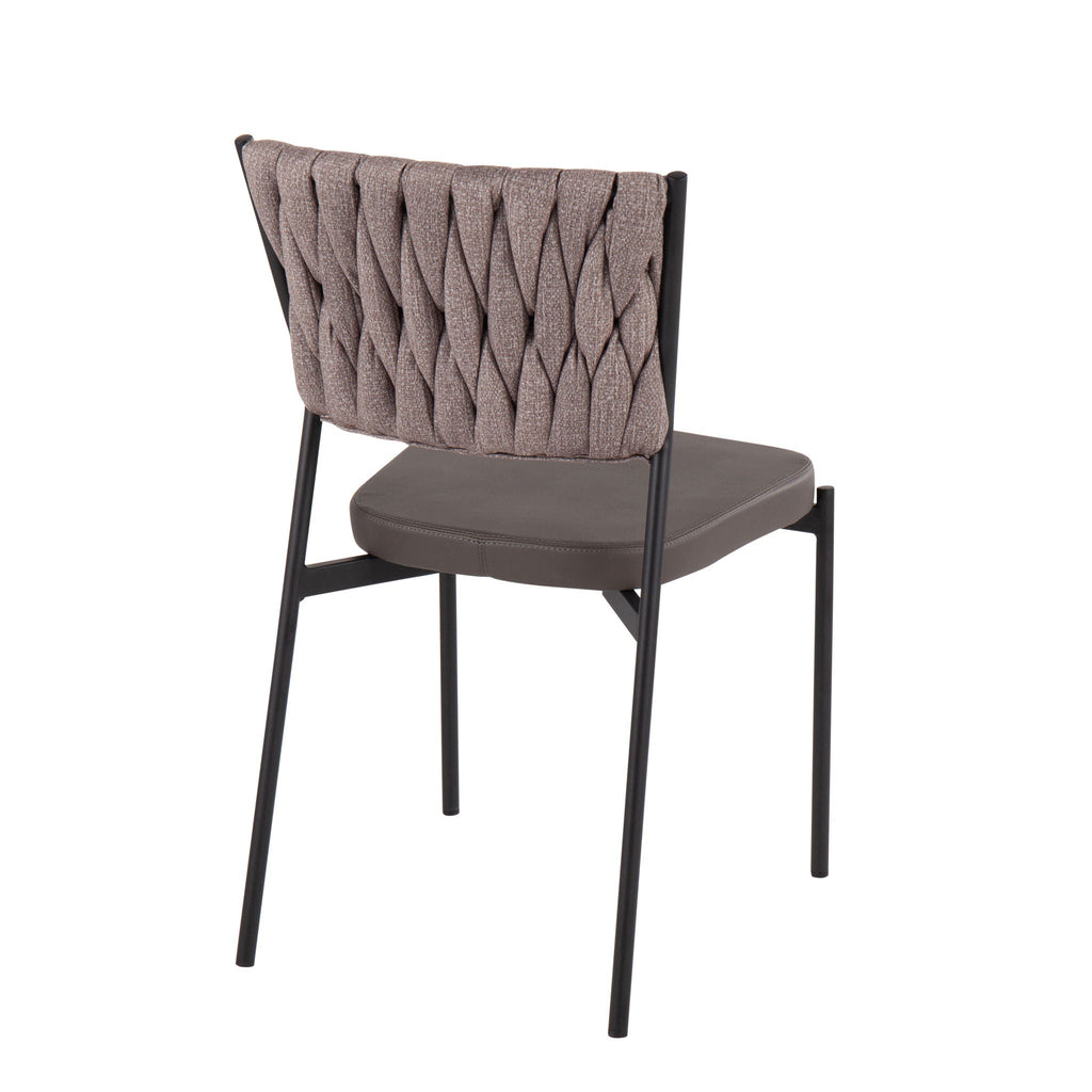 Braided Contemporary Chair Set with Padded Seat - Dark Gray or Blue