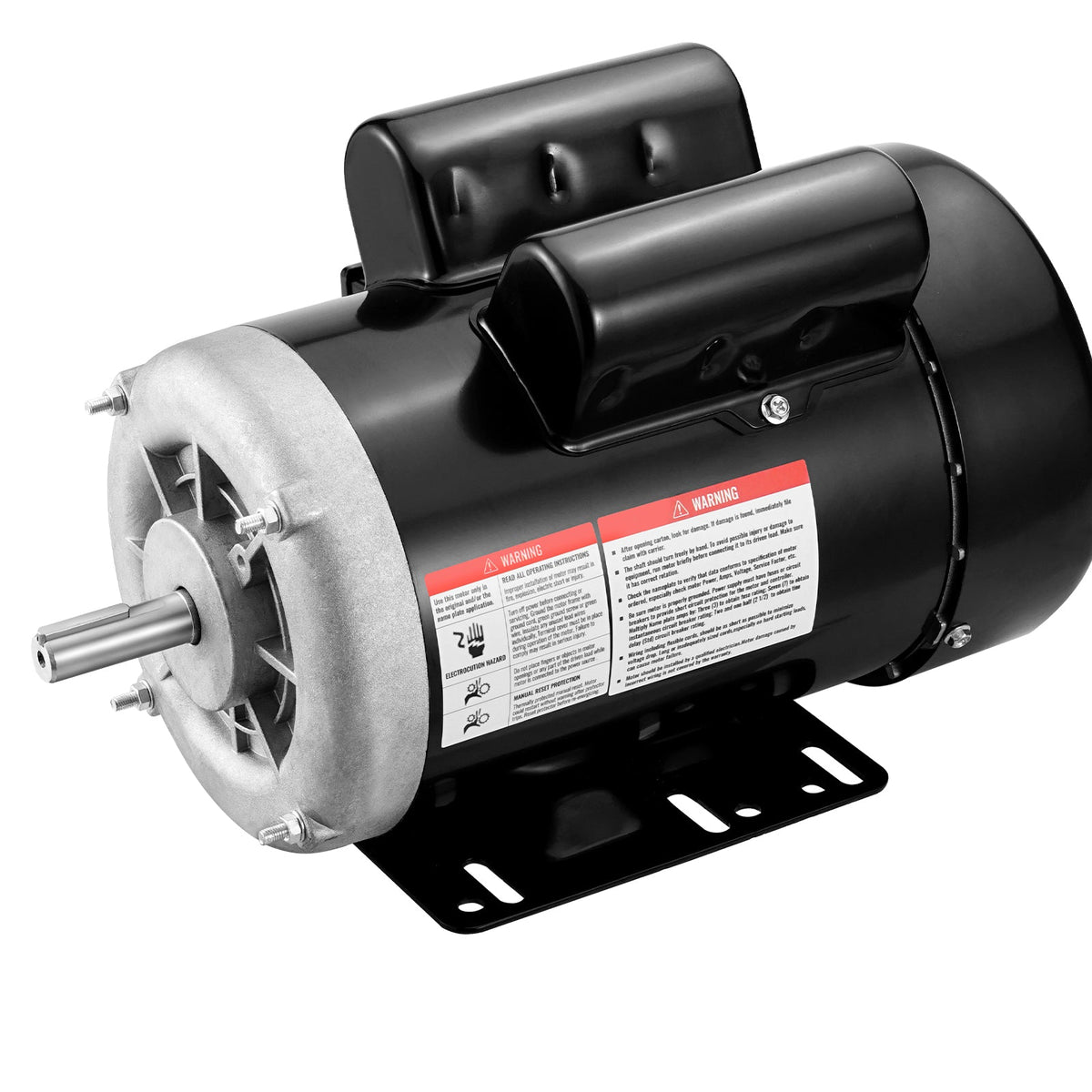 1.5HP Electric Motor with 3450 RPM and Reversible Rotation - Black