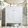 30" No Assembly Needed Vintage Bathroom Vanity with Spacious Storage - Vintage Finish