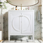30" No Assembly Needed Vintage Bathroom Vanity with Spacious Storage - Vintage Finish
