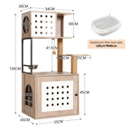Cat Tree with Litter Box Enclosure and Large Hammock - Gray & White