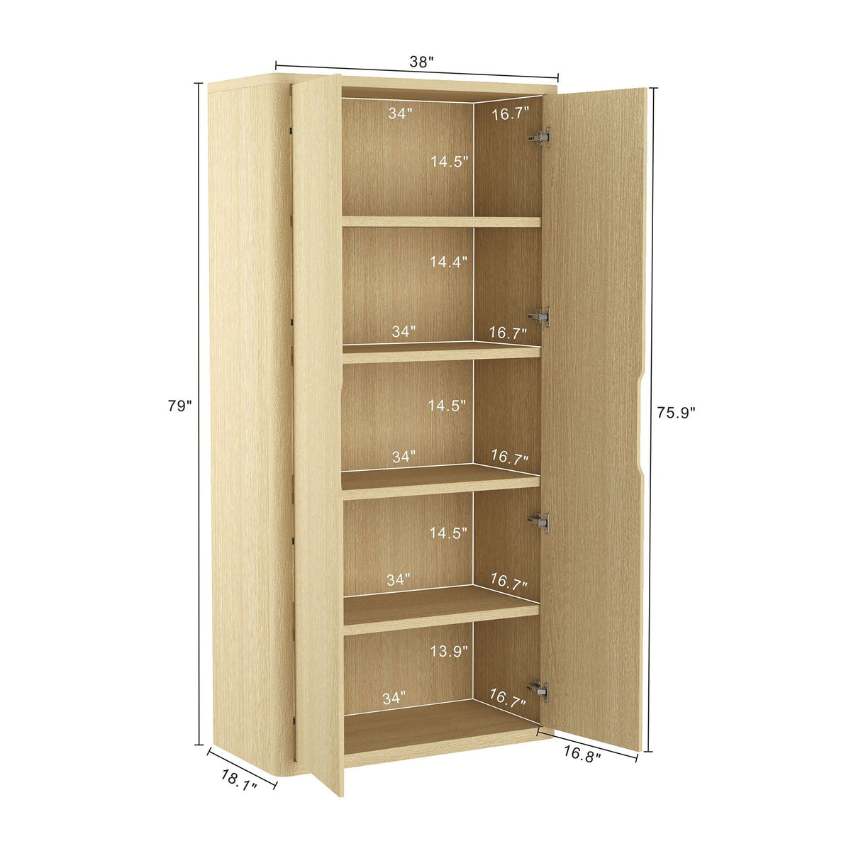 Rivington Bookcase Cabinet with Adjustable Shelves - Black, Dark Brown, or Light Brown