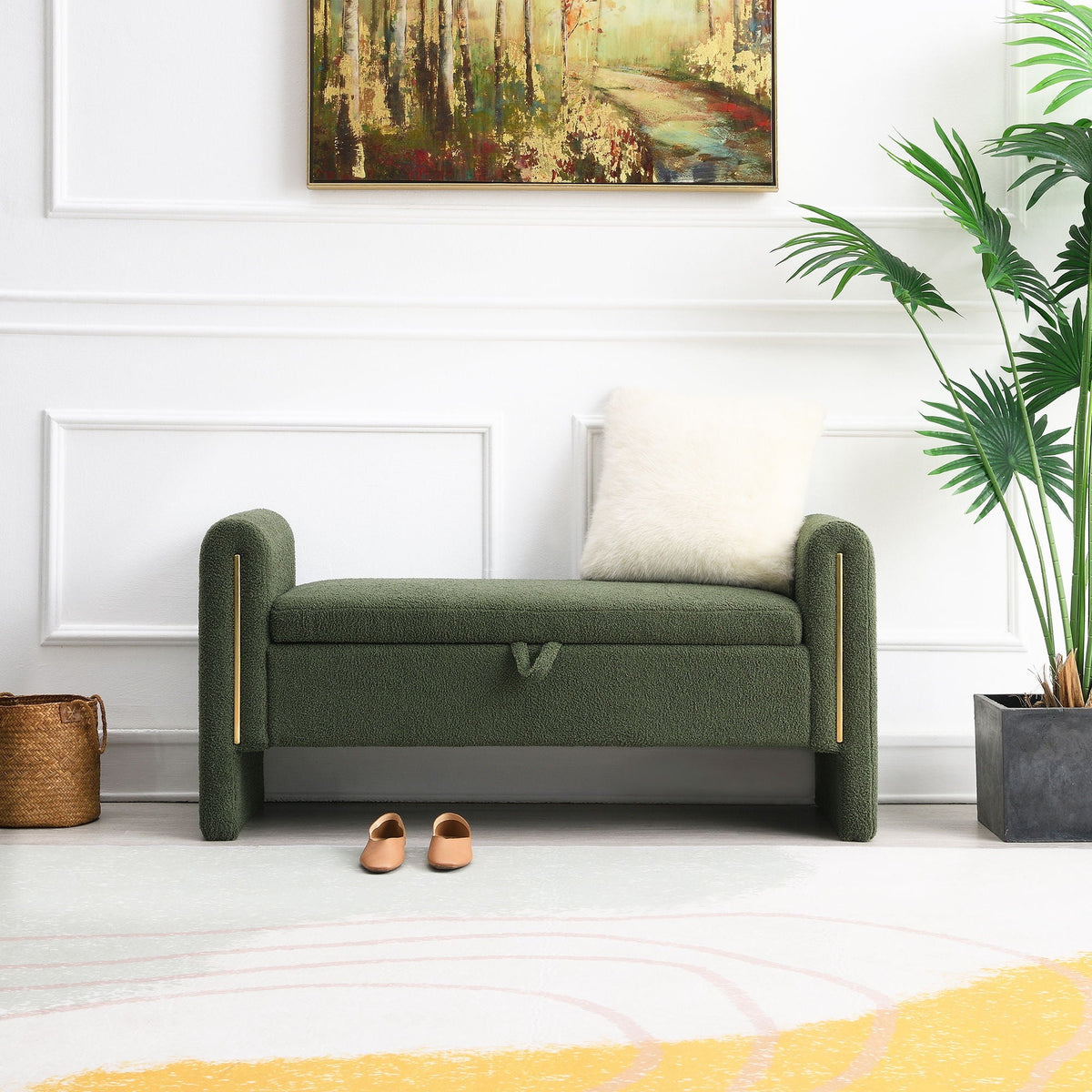 Modern Teddy Upholstered Bed End Bench with Storage - Multiple Colors