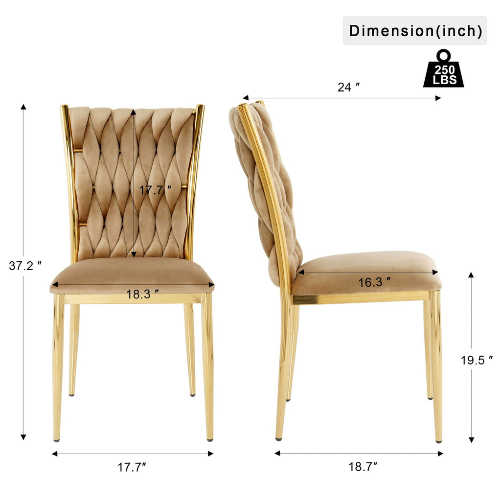Modern Dining Chair Set with Plated Metal Legs - Multiple Colors