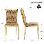 Modern Dining Chair Set with Plated Metal Legs - Multiple Colors