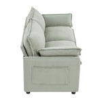 Modern Loveseat Sofa with Side Storage Pockets - Green, Beige, or Dark Gray