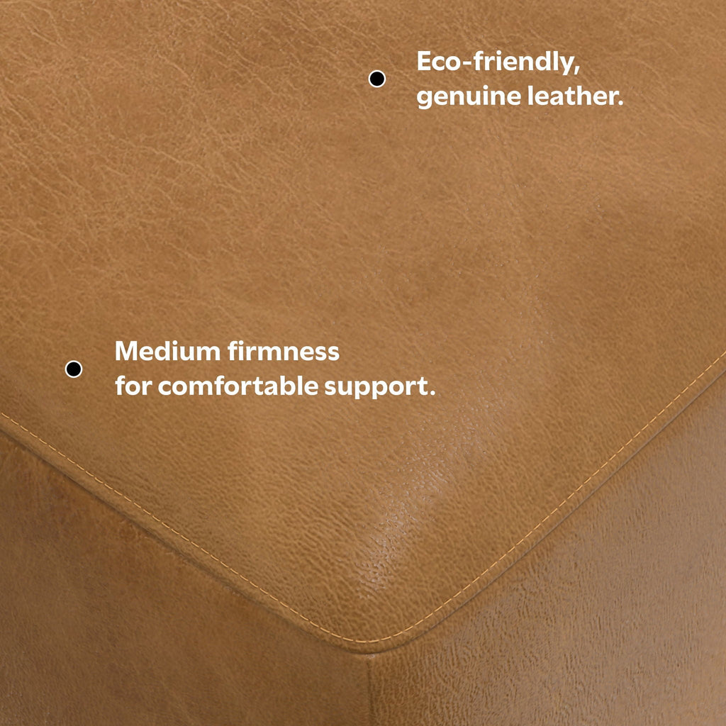 Light Brown Versatile Design Upholstered Ottoman with Medium Firm Cushion - Rex