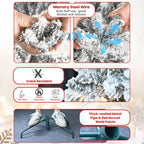 4FT Flocked Christmas Tree with Pine Cones and Snowy PVC Design