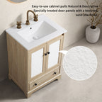 Brown Bathroom Vanity with Ceramic Basin, 1 Drawer Free Standing Storage