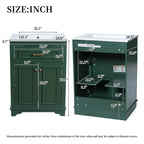 Bathroom Vanity with Integrated Sink and Storage Cabinet - Dark Green, Black, White