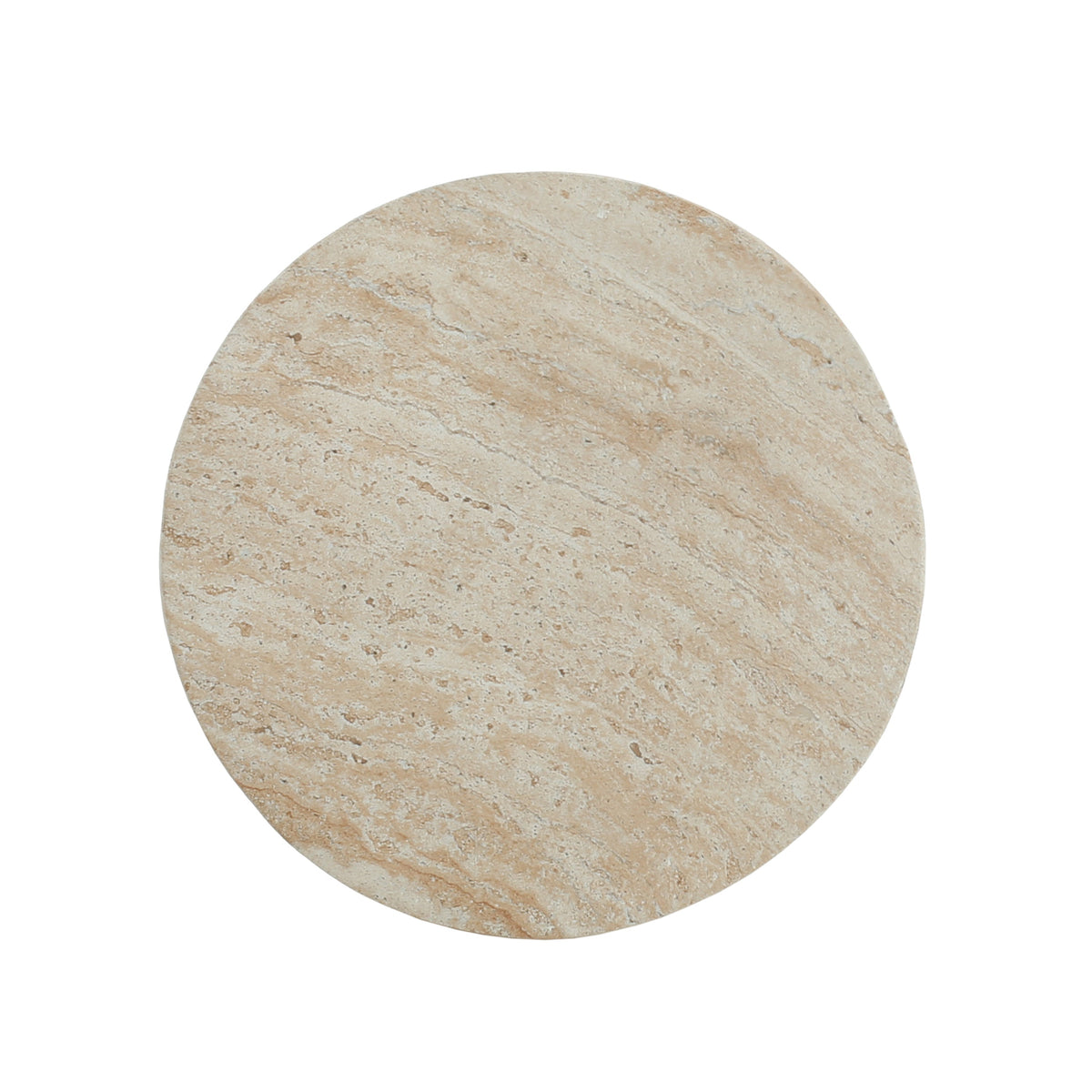 Outdoor Travertine Concrete Side Table with Durable Construction - Concrete