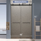 Dual Sliding Frameless Shower Door with Silent Soft-Close Design - Matte