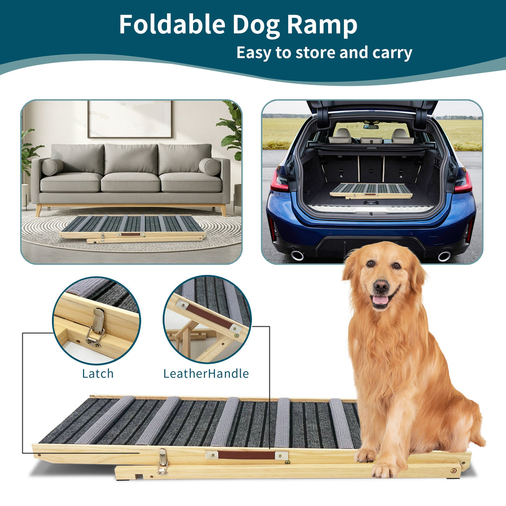 Adjustable Dog Ramp for Couch with Non-Slip Pads - Solid Wood
