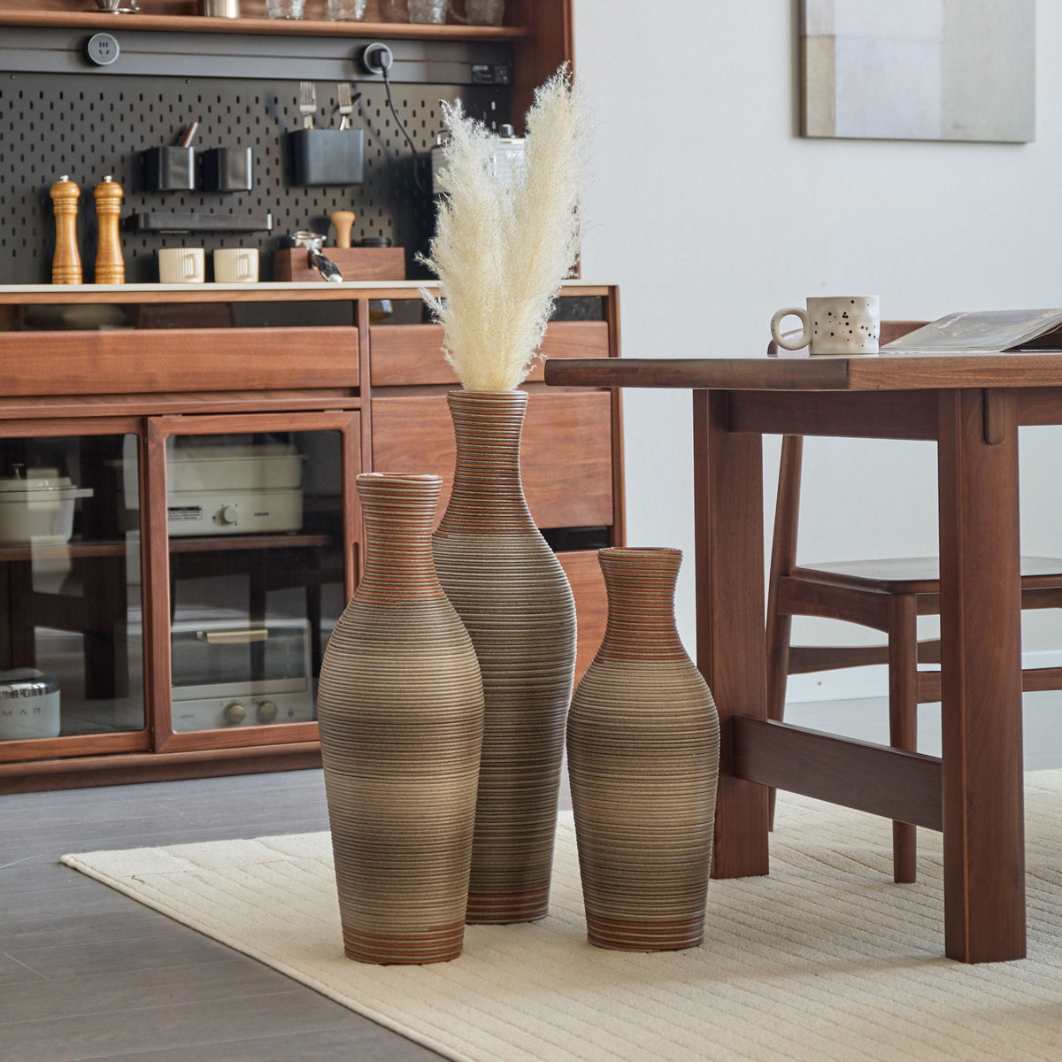 Classic And Neat Floor Vase with High Independent Stand - Multiple Colors