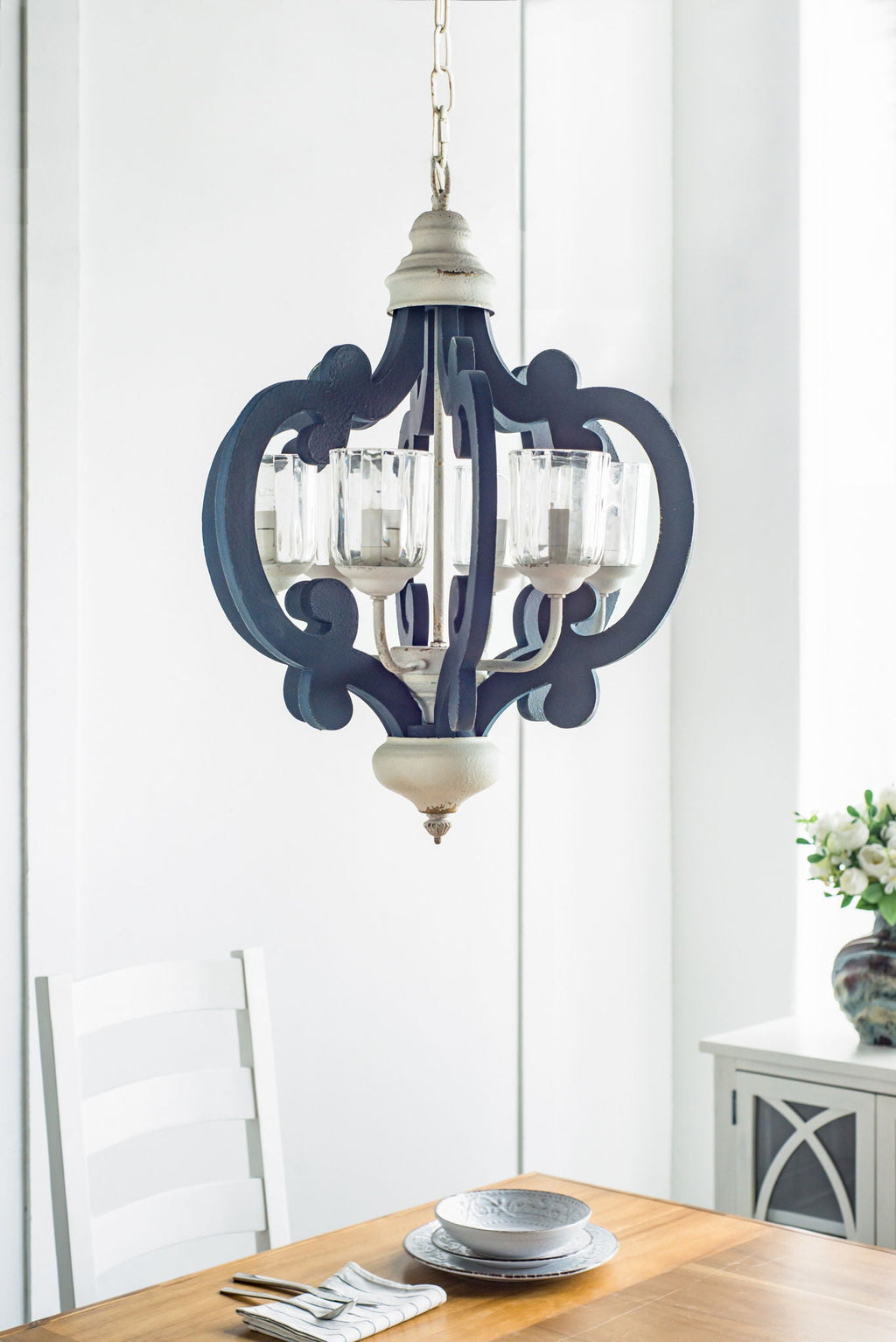 Wood Chandelier 6 Light Farmhouse Pendant Lighting