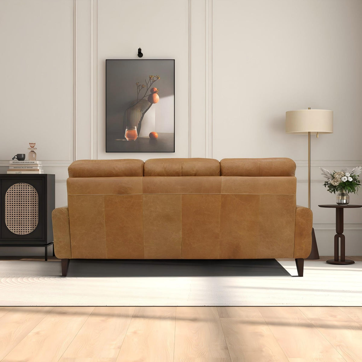Light Brown Reclining Sofa with Push-Back Mechanism – Elliot Incliner