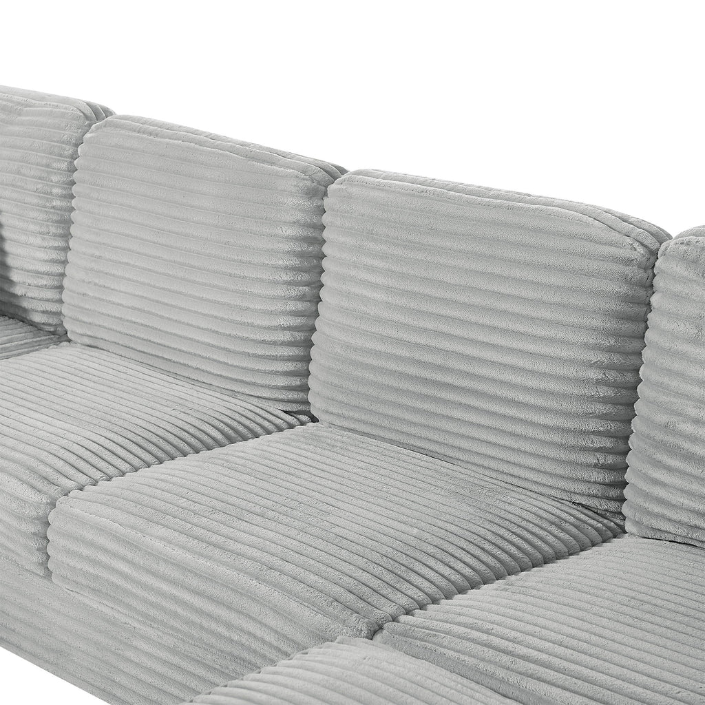 U-Shaped Upholstered Sectional Sofa with Movable Ottoman