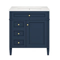 Bathroom Vanity with Ceramic Sink and Multiple Storage Drawers - White, Blue, Dark Gray, Black, Dark Green