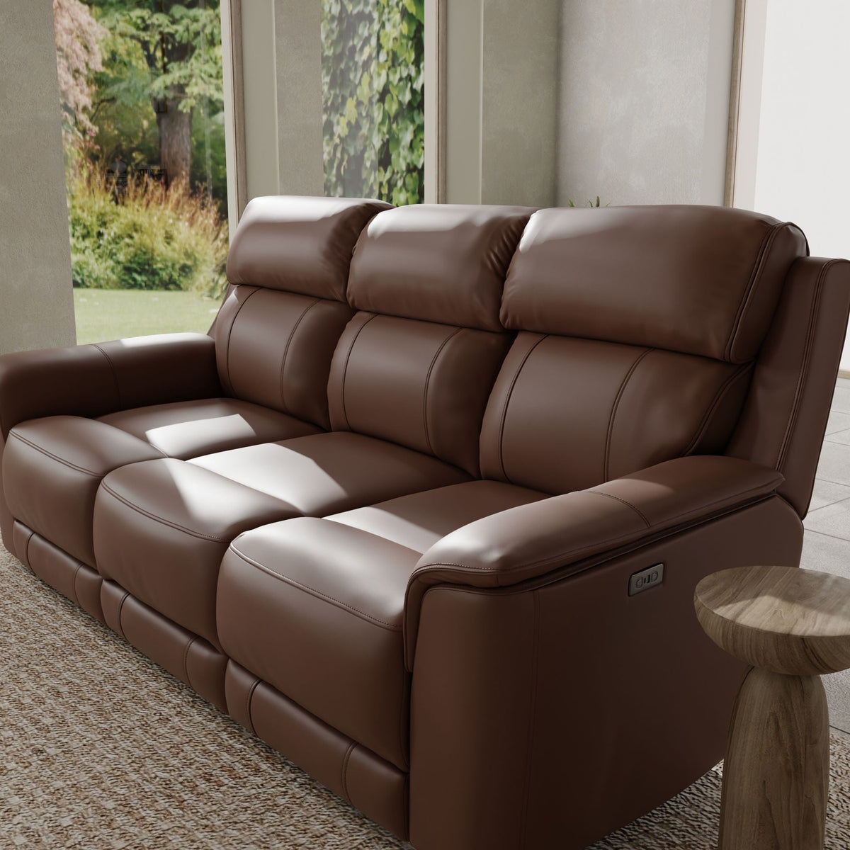 Dual Power Reclining Sofa with Adjustable Headrest - Blue, Dark Brown, Dark Gray