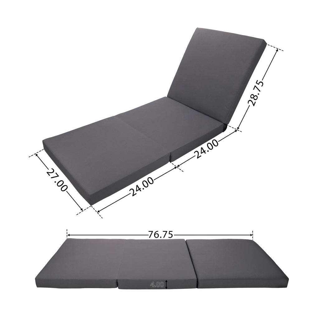 Gray Broadway Ian Chaise Lounge Cushion with Waterproof Fabric - Gray