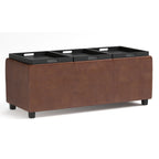 Avalon Upholstered Storage Ottoman with Flip-Over Serving Trays - Multiple Colors