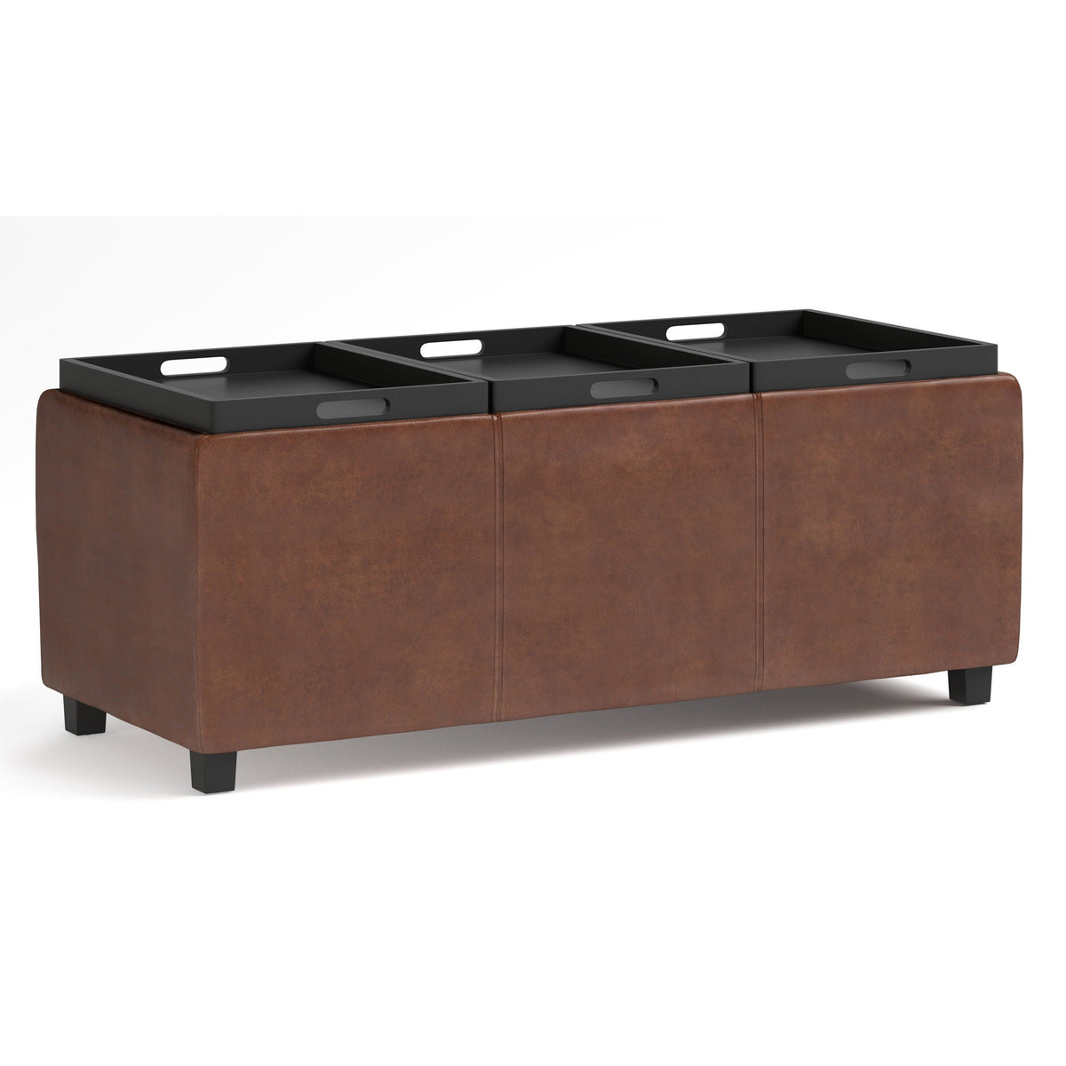 Avalon Upholstered Storage Ottoman with Flip-Over Serving Trays - Multiple Colors