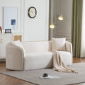 82" Curved Boucle Sofa with Soft Cushions - White