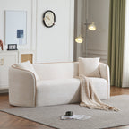 82" Curved Boucle Sofa with Soft Cushions - White