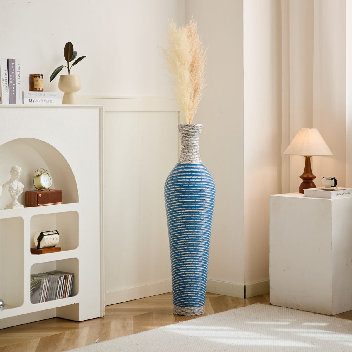 Classic And Neat Floor Vase with High Independent Stand - Multiple Colors