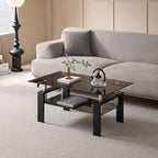 Tempered Glass Coffee Table with Storage - Black or White